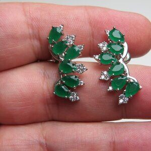 14k Diamond & Emerald Earring